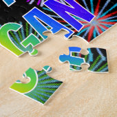 Voornaam "REAGAN", geun "HAPPY BIRTHDAY" Legpuzzel (Zijkant)