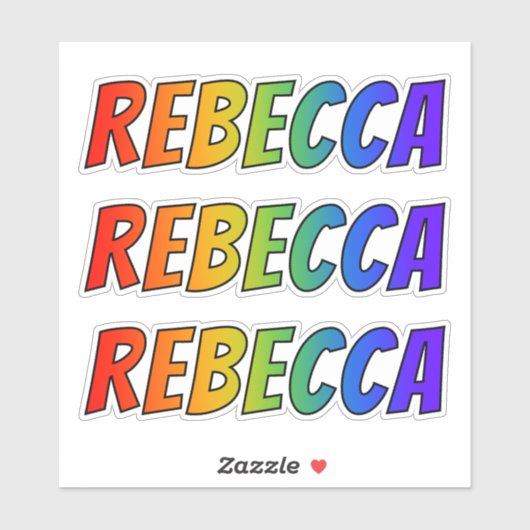 Voornaam "REBECCA" w/ Fun Rainbow Coloring Sticker (Vel)