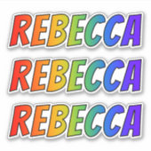 Voornaam "REBECCA" w/ Fun Rainbow Coloring Sticker (Voorkant)