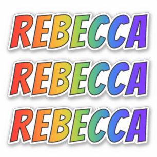 Voornaam "REBECCA" w/ Fun Rainbow Coloring Sticker