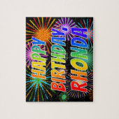 Voornaam "RHONDA", geun "HAPPY BIRTHDAY" Legpuzzel (Verticaal)