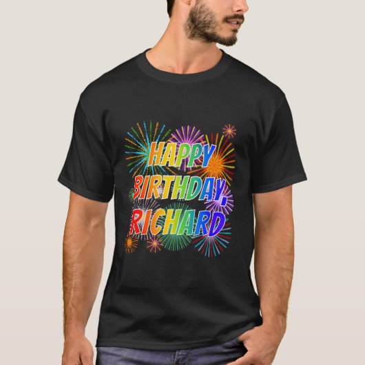 Voornaam "RICHARD", geun "HAPPY BIRTHDAY" T-shirt (Voorkant)