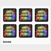 Voornaam "RICHARD", geun "HAPPY BIRTHDAY" Vierkante Sticker (Vel)