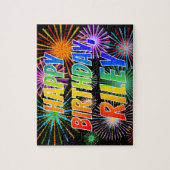 Voornaam "RILEY", geun "HAPPY BIRTHDAY" Legpuzzel (Verticaal)