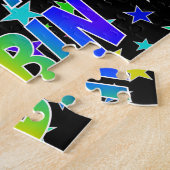 Voornaam "ROBIN", geun "HAPPY BIRTHDAY" Legpuzzel (Zijkant)