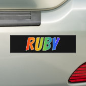 Voornaam "RUBY": Fun Rainbow Coloring Bumpersticker (Op auto)
