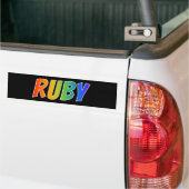 Voornaam "RUBY": Fun Rainbow Coloring Bumpersticker (Op Truck)