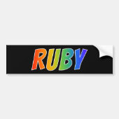 Voornaam "RUBY": Fun Rainbow Coloring Bumpersticker (Voorkant)