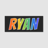 Voornaam "RYAN": Fun Rainbow-kleuren Naamplaatje (Voorkant)