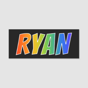 Voornaam "RYAN": Fun Rainbow-kleuren Naamplaatje