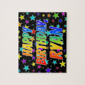 Voornaam "RYAN", geun "HAPPY BIRTHDAY" Legpuzzel (Verticaal)