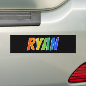 Voornaam "RYAN": vun regenboogkleuren Bumpersticker (Op auto)