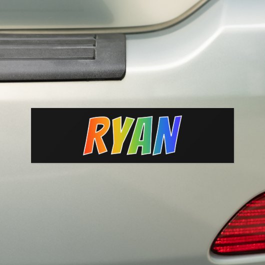 Voornaam "RYAN": vun regenboogkleuren Bumpersticker (Op auto)
