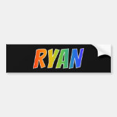 Voornaam "RYAN": vun regenboogkleuren Bumpersticker (Voorkant)