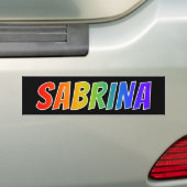 Voornaam "SABRINA": Fun Rainbow-kleuren Bumpersticker (Op auto)