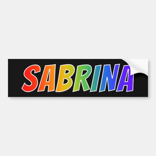 Voornaam "SABRINA": Fun Rainbow-kleuren Bumpersticker (Voorkant)