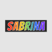 Voornaam "SABRINA": Fun Rainbow-kleuren Naamplaatje (Voorkant)