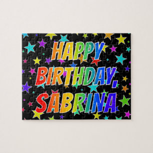 Voornaam "SABRINA", geun "HAPPY BIRTHDAY" Legpuzzel