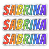 Voornaam "SABRINA" w / Fun Rainbow Coloring Sticker (Voorkant)