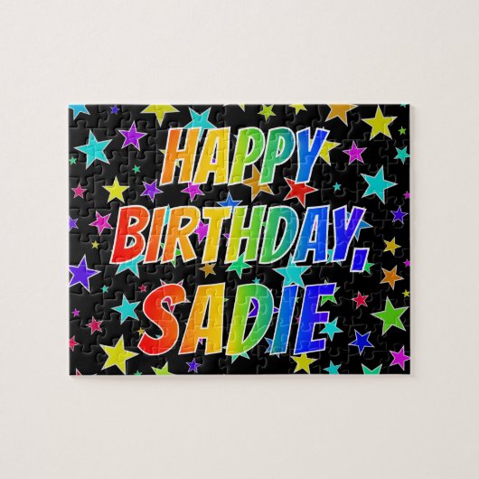 Voornaam "SADIE", geun "HAPPY BIRTHDAY" Legpuzzel (Horizontaal)