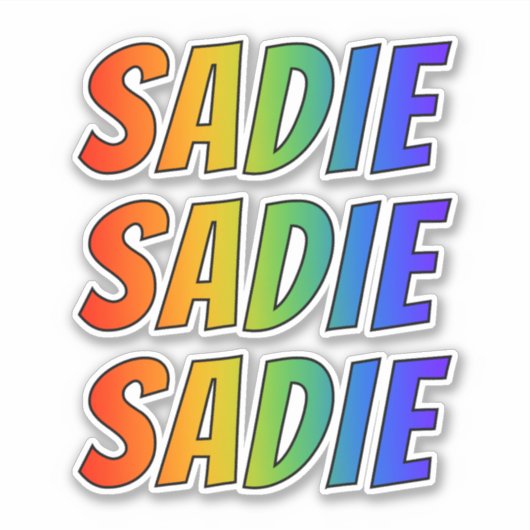 Voornaam "SADIE" w / Fun Rainbow Coloring Sticker (Voorkant)