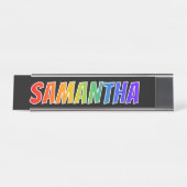 Voornaam "SAMANTHA": Fun Rainbow-kleuren Bureau Naambordje (Voorkant)