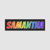 Voornaam "SAMANTHA": Fun Rainbow-kleuren Naamplaatje (Voorkant)