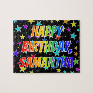 Voornaam "SAMANTHA", geun "HAPPY BIRTHDAY" Legpuzzel
