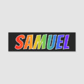 Voornaam "SAMUEL": Fun Rainbow-kleuren Naamplaatje (Voorkant)