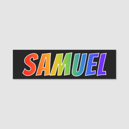 Voornaam "SAMUEL": Fun Rainbow-kleuren Naamplaatje (Voorkant)