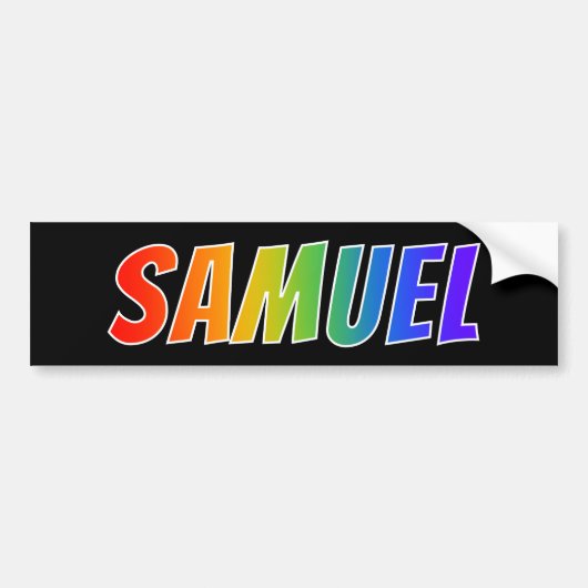 Voornaam "SAMUEL": vun regenboogkleuren Bumpersticker (Voorkant)