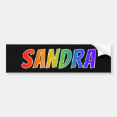 Voornaam "SANDRA": Fun Rainbow-kleuren Bumpersticker (Voorkant)