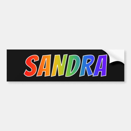 Voornaam "SANDRA": Fun Rainbow-kleuren Bumpersticker (Voorkant)