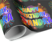 Voornaam "SANDRA", geun "HAPPY BIRTHDAY" Cadeaupapier (Rol Hoek)