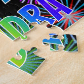 Voornaam "SANDRA", geun "HAPPY BIRTHDAY" Legpuzzel (Zijkant)