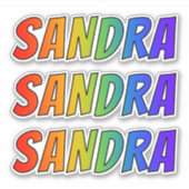 Voornaam "SANDRA" w/ Fun Rainbow Coloring Sticker (Voorkant)