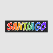 Voornaam "SANTIAGO": Fun Rainbow-kleuren Naamplaatje (Voorkant)