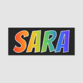 Voornaam "SARA": Fun Rainbow-kleuren Naamplaatje (Voorkant)