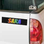 Voornaam "SARA": vun regenboogkleuren Bumpersticker (Op Truck)