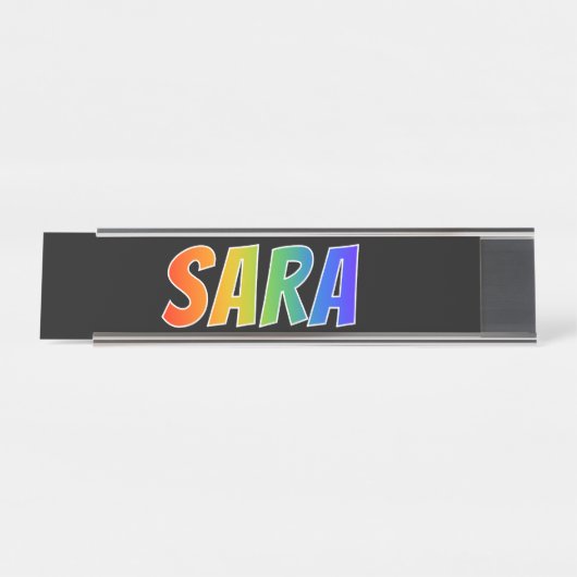 Voornaam "SARA": vun regenboogkleuren Bureau Naambordje (Voorkant)