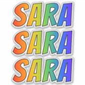 Voornaam "SARA" w / Fun Rainbow Coloring Sticker (Voorkant)