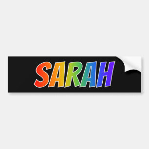 Voornaam "SARAH": Fun Rainbow-kleuren Bumpersticker