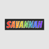 Voornaam "SAVANNAH": Fun Rainbow-kleuren Naamplaatje (Voorkant)