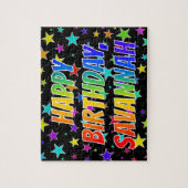 Voornaam "SAVANNAH", geun "HAPPY BIRTHDAY" Legpuzzel (Verticaal)