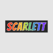Voornaam "SCARLETT": Fun Rainbow-kleuren Naamplaatje (Voorkant)