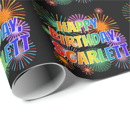 Voornaam "SCARLETT", geun "HAPPY BIRTHDAY" Cadeaupapier (Rol Hoek)