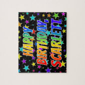 Voornaam "SCARLETT", geun "HAPPY BIRTHDAY" Legpuzzel (Verticaal)
