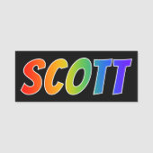 Voornaam "SCOTT": Fun Rainbow-kleuren Naamplaatje (Voorkant)