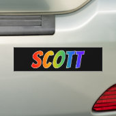 Voornaam "SCOTT": vun regenboogkleuren Bumpersticker (Op auto)