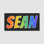 Voornaam "SEAN": Fun Rainbow-kleuren Naamplaatje (Voorkant)